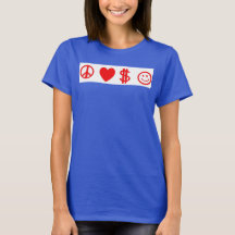 PEACE KÄRLEK LYCKLIG MONEY Kvinnors grått Flödet t