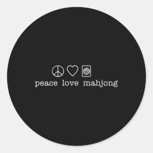 Peace Kärlek Mahjong Runt Klistermärke