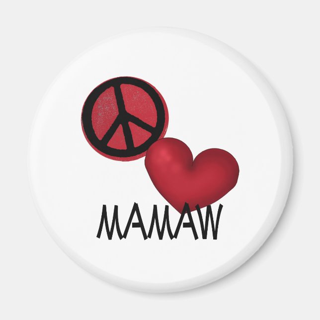 Peace Kärlek Mamaw Magnet (Framsidan)