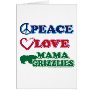 Peace-Kärlek-Mamma-Grizzlies Hälsningskort