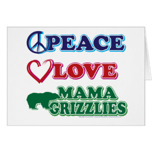 Peace-Kärlek-Mamma-Grizzlies Hälsningskort