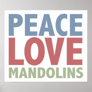 Peace Kärlek Mandolins Poster