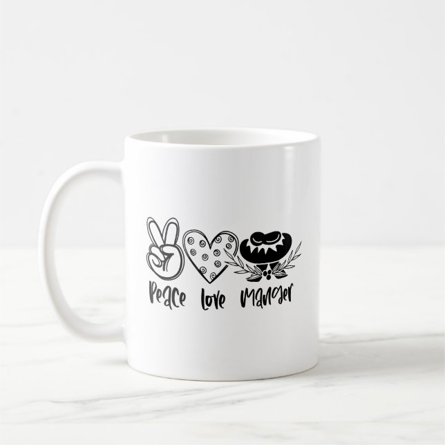 Peace Kärlek Manger-jul Kaffemugg (Vänster)