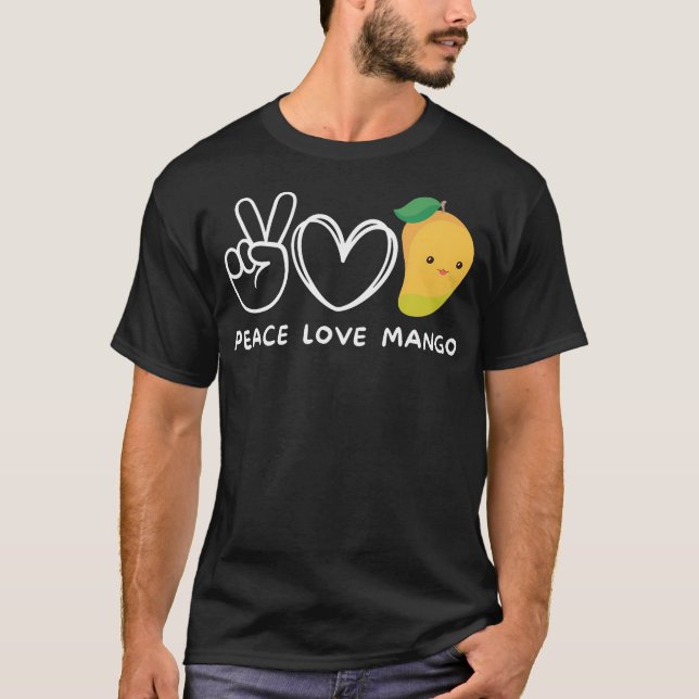 Peace Kärlek Mango Retro Mango Älskare Fruit Älska T Shirt (Framsida)