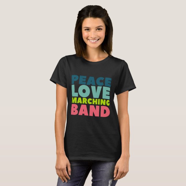 Peace Kärlek Marching Band T Shirt (Hel framsida)