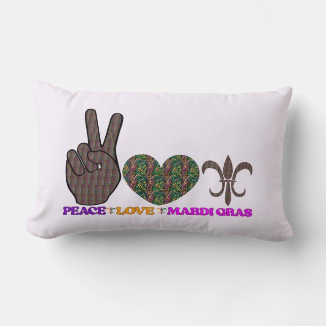 Peace Kärlek Mardi Gras Dekorativ kudde (Framsida)