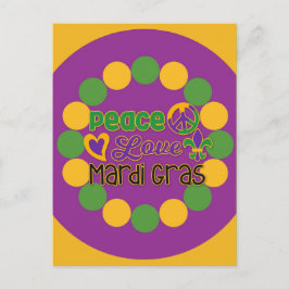 Peace Kärlek Mardi Gras Lila Guld Vykort
