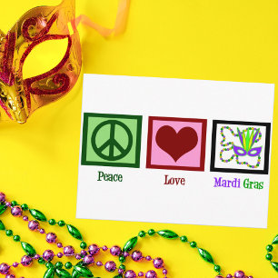 Peace Kärlek Mardi Gras Vykort