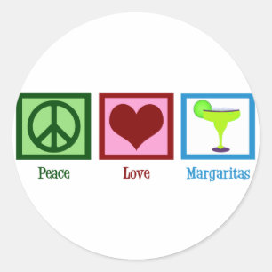 Peace Kärlek Margaritas Runt Klistermärke