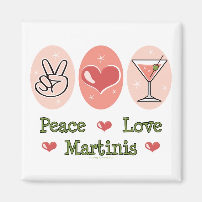 Peace Kärlek Martini Magnet (Framsidan)