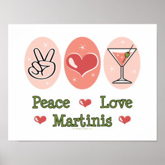 Peace Kärlek Martini Poster
