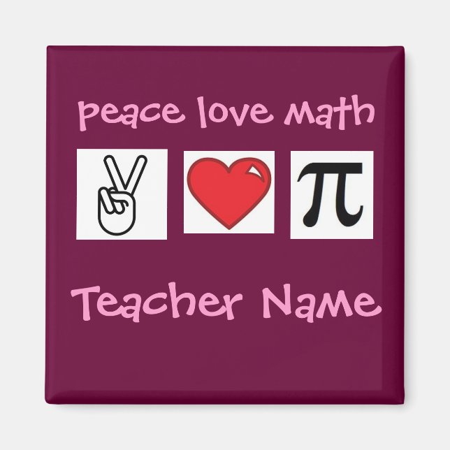 Peace Kärlek Math Anpassningsbar Math Teacher... Magnet (Framsidan)