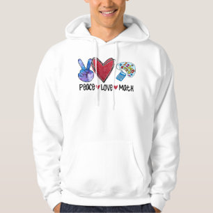 Peace Kärlek Math Funny Teacher Hoodie
