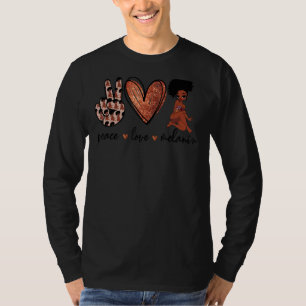 Peace Kärlek Melanin Black Queen Afro Natural Hair T Shirt