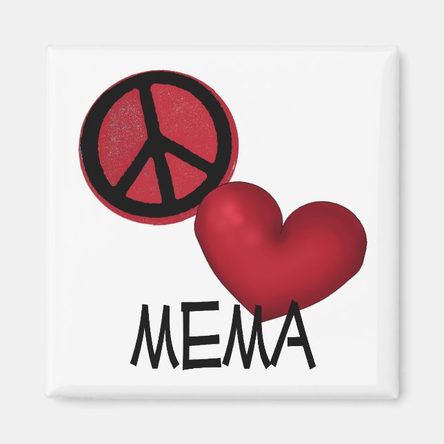 Peace Kärlek Mema Magnet (Framsidan)