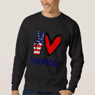 Peace Kärlek Merica 4 juli Independence day Usa Me Lång Ärmad Tröja