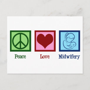 Peace Kärlek Midwifery Cute Midfru Vykort