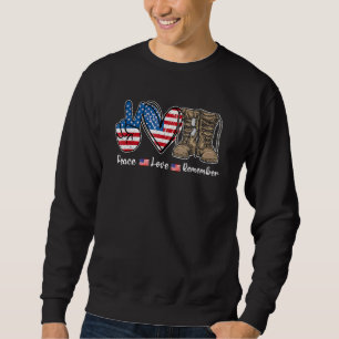 Peace Kärlek minns bekämpningen av Boots USA flagg Lång Ärmad Tröja