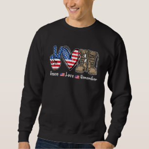Peace Kärlek minns bekämpningen av Boots USA flagg Lång Ärmad Tröja