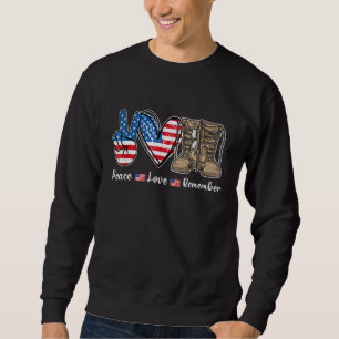Peace Kärlek minns bekämpningen av Boots USA flagg Lång Ärmad Tröja