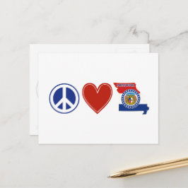 Peace Kärlek Missouri Shaped Missourian Statlig fl Vykort