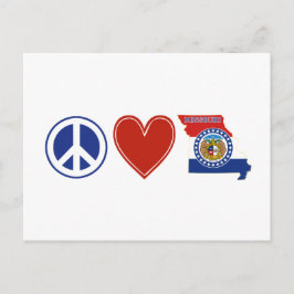 Peace Kärlek Missouri Shaped Missourian Statlig fl Vykort