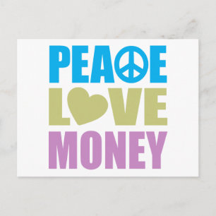 Peace Kärlek Money Vykort