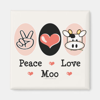Peace Kärlek Moo Cow Magnet