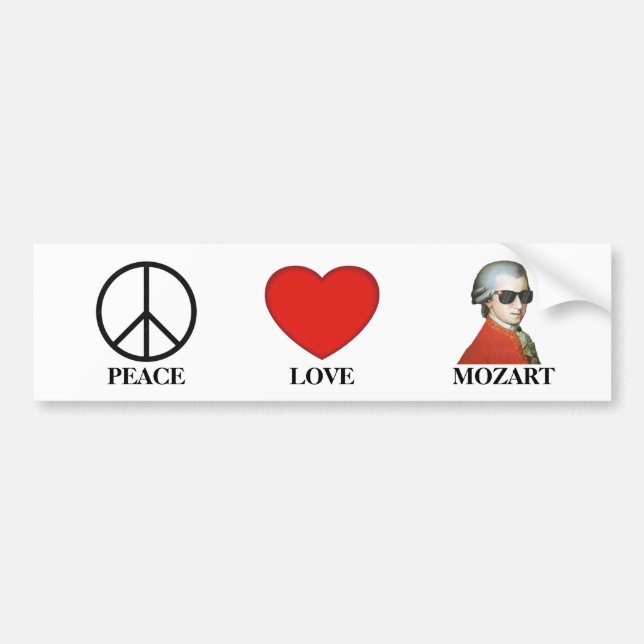 Peace Kärlek Mozart - Musical Bumper Sticker! Bildekal (Framsidan)
