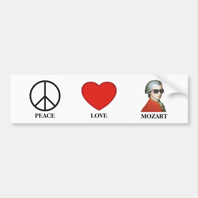 Peace Kärlek Mozart - Musical Bumper Sticker! Bildekal (Framsidan)