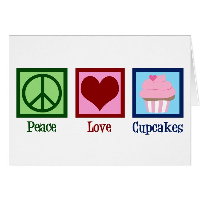 Peace Kärlek Muffins Cute Cupcoa Card Hälsningskort (Framsidan Horizontal)
