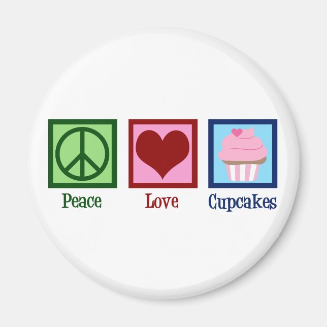 Peace Kärlek Muffinss Cute Baker Magnet (Framsidan)
