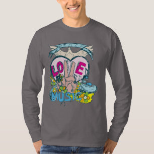 Peace Kärlek Music - 60 Illustration 1960 Tee