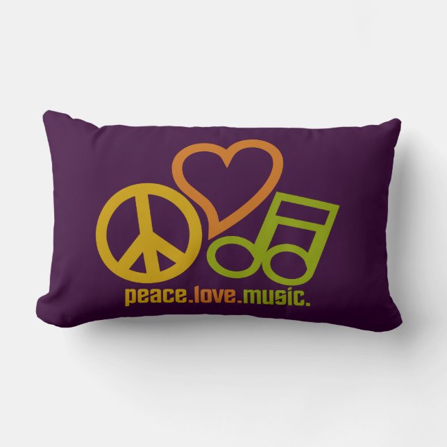 Peace-Kärlek-Music anpassningsbar dekorativ kudde (Framsida)