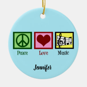 Peace Kärlek Music Anpassningsbar jul Julgransprydnad Keramik
