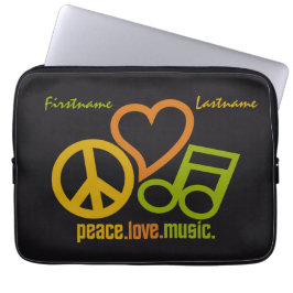 Peace Kärlek Music anpassningsbar laptop sleeve