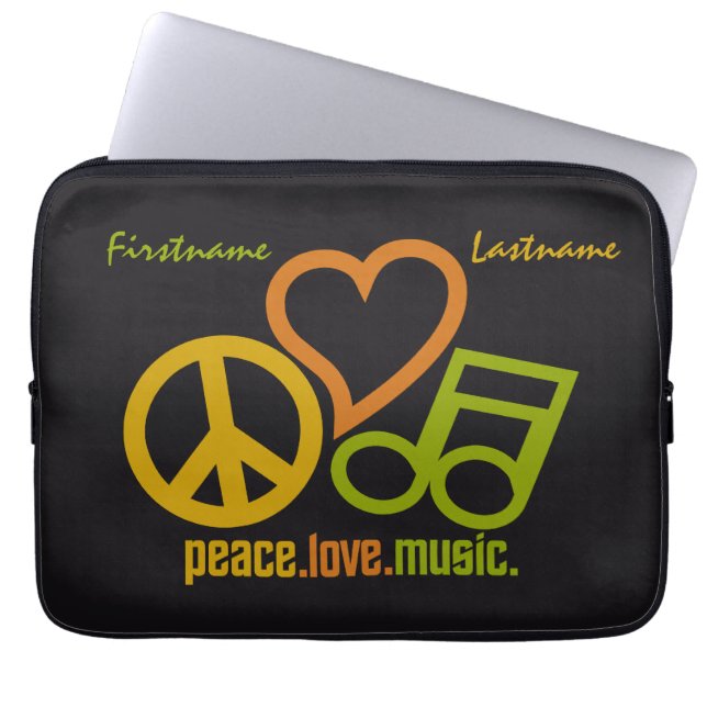 Peace Kärlek Music anpassningsbar laptop sleeve (Framsidan)