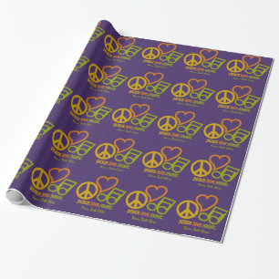 Peace Kärlek Music anpassningsbar - papper omslutn Presentpapper
