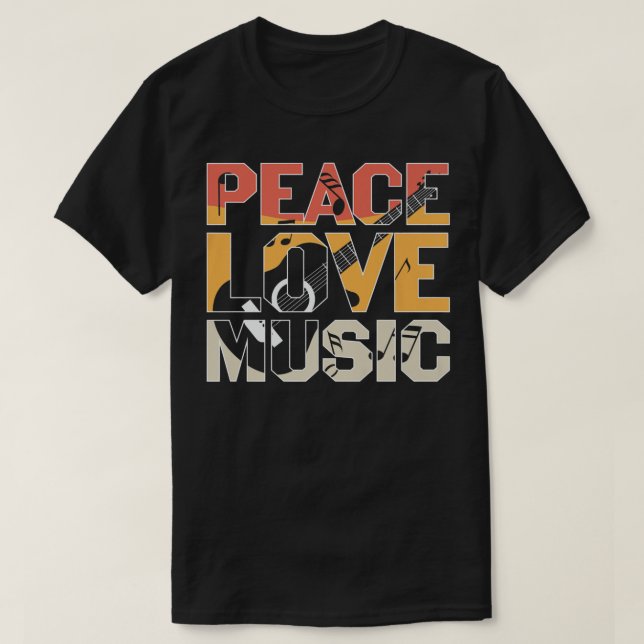 Peace Kärlek Music Guitar Player Premium T Shirt (Design framsida)