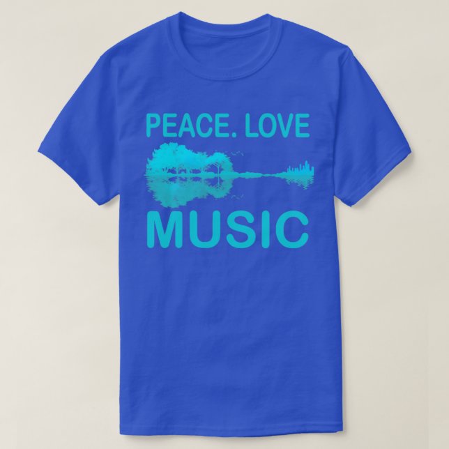 Peace Kärlek Music Guitar Sjö Shadow Hippie T Shirt (Design framsida)