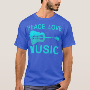 Peace Kärlek Music Guitar Sjö Shadow Hippie T Shirt