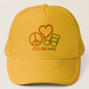 Peace Kärlek Music Hats - välj färg Truckerkeps