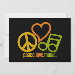 Peace Kärlek Music-inbjudan, anpassade Inbjudningar