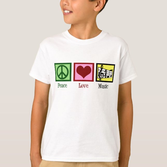 Peace Kärlek Music Kids T-shirt (Framsida)