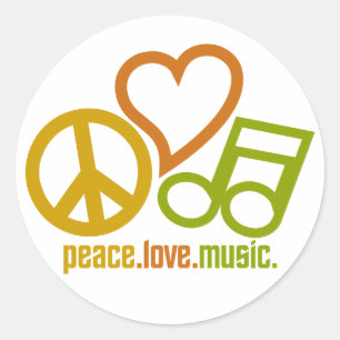 Peace Kärlek Music-klistermärken Runt Klistermärke