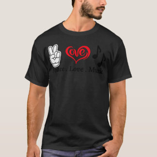 Peace Kärlek Music lustig T Shirt