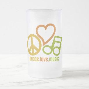 Peace Kärlek Music mugg - välj stil & färg