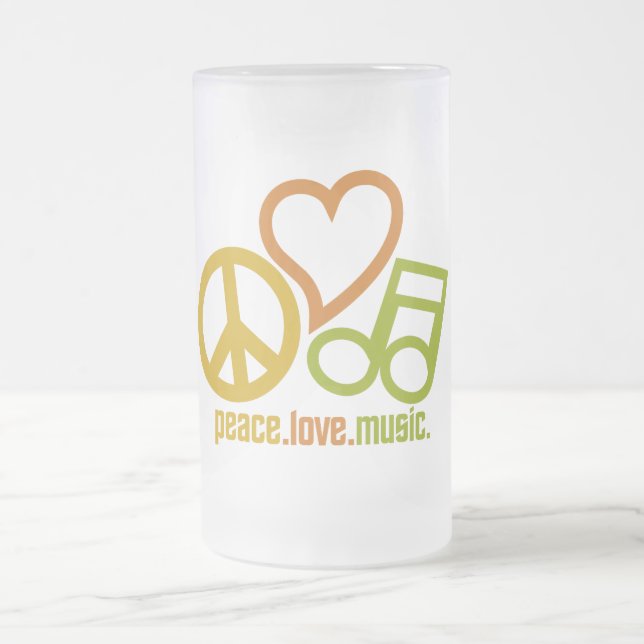 Peace Kärlek Music mugg - välj stil & färg (Center)