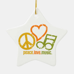 Peace Kärlek Music-prydnad, anpassade Julgransprydnad Keramik
