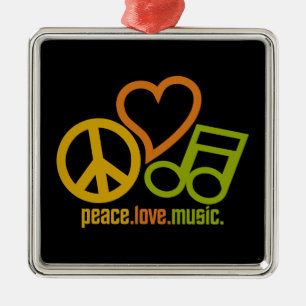 Peace Kärlek Music-prydnad, anpassade Julgransprydnad Metall